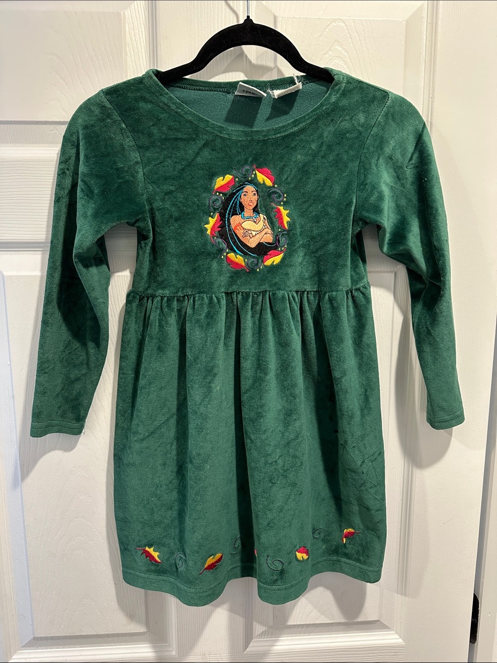 Vintage The Disney Store Green Pocahontas Dress Size 6 - Velour Material
